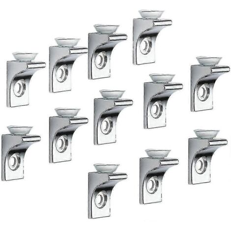 Support pour étagère en verre, lot de 12, en alliage de zinc chromé poli, fixation à angle droit avec ventouse. - AquaForge (1/5)