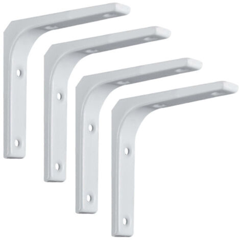 Lot de 4 supports d'étagère muraux en acier renforcé, en forme de L, blancs, 100 x 100 mm. - AquaForge (1/5)