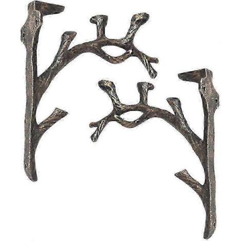 Supports d'étagère vintage (2 pièces), en fonte, forme carrée, style antique, support triangulaire, pour fixation - AquaForge (1/5)
