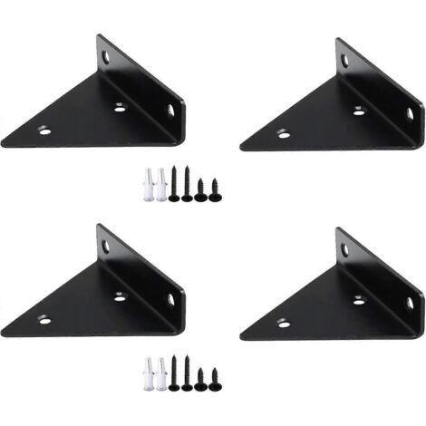 Lot de 4 supports d'étagère flottante avec 16 vis - Noir - AquaForge (1/5)