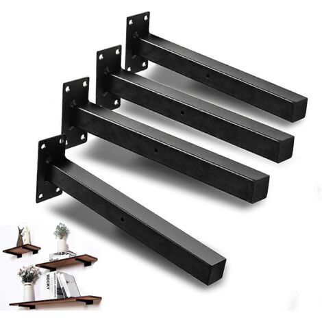 Supports d'étagère, étagère de 20 cm, style industriel flottant, fixation murale, aspect antique, noir, lot de 4 - AquaForge (1/5)