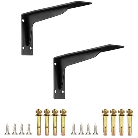 1 paire de supports métalliques pour étagères, fixation murale pour étagères flottantes, angle en L - AquaForge (1/5)