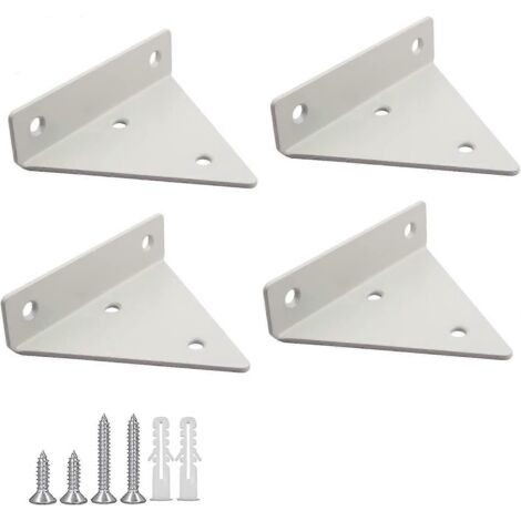 Lot de 4 supports pour étagère flottante avec 16 vis - Blanc - AquaForge (1/5)