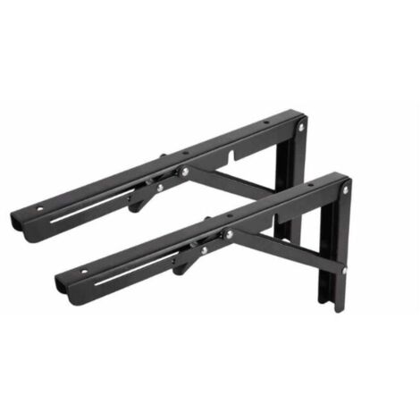 Deux supports pliables renforcés en acier inoxydable, étagère murale, neuf niveaux, support triangulaire, séparateur, noir 30-AquaForge (1/5)