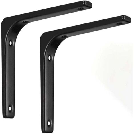 Lot de 2 équerres de fixation renforcées en L, 150 x 125 mm, noires, avec vis. - AquaForge (1/5)
