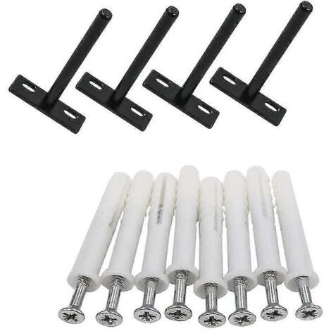 Lot de 4 supports d'étagère flottante, 10 mm d'épaisseur, pour fixation murale, avec 8 vis et chevilles d'expansion de 60 mm. - AquaForge (1/4)