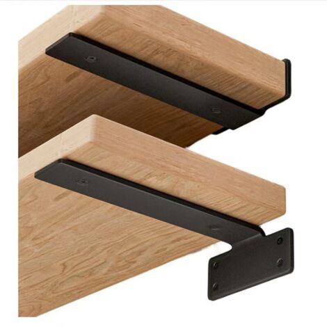 Lot de 6 supports d'étagère flottante, format industriel renforcé, 15 cm, en forme de L, étagères en métal noir. - AquaForge (1/3)