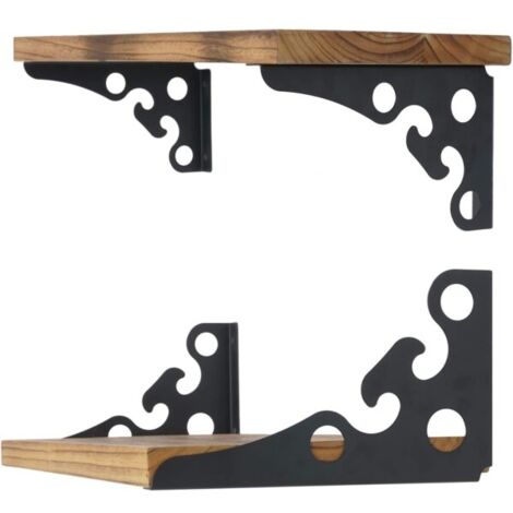 Ensemble de 4 supports muraux décoratifs pour étagères flottantes, 30 cm (12 pouces), style rétro, noir, multifonctionnels, c-AquaForge (1/5)