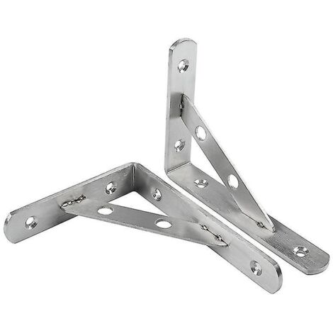 Étagère d'angle murale en acier inoxydable, argentée, à angle droit, support solide (lot de 2, argentée) - AquaForge (1/5)
