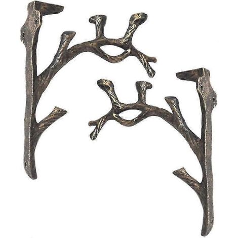 Supports d'étagère vintage (2 pièces), en fonte, forme de branche carrée, finition vieillie, support triangulaire, pa-AquaForge (1/5)