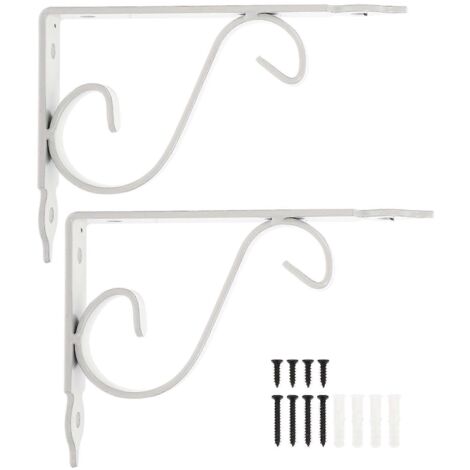 Supports d'étagère triangulaires en fer robuste pour usage domestique, blancs, 15,00 x 11,50 x 2,50 cm, design simple, lot - AquaForge (1/4)
