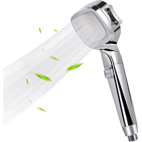 Pommeau de douche haute pression avec filtre intégré, 4 jets et bouton pause (douche sans flexible) (chrome) - AquaForge (1/5)