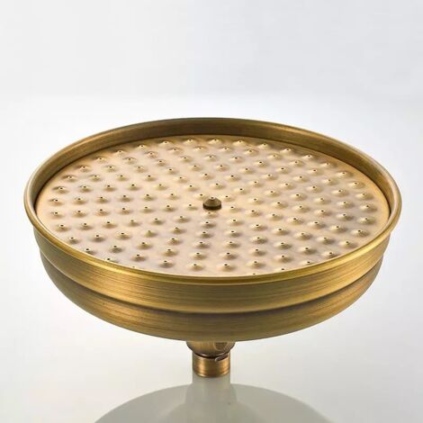 Pommeau de douche en cuivre, 20 cm de diamètre, haute pression fixe, effet pluie - doré avec angle réglable - AquaForge (1/2)