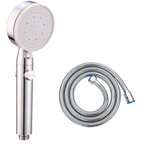 Douche multifonctionnelle haute pression à 5 jets, douchette, bouton marche/arrêt, couleur argent. - AquaForge (1/5)