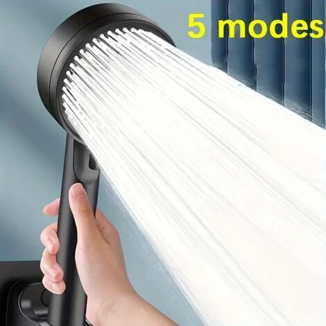 Pommeau de douche multifonctionnel haute pression avec 5 modes de fonctionnement et fonction économie d'eau, jet puissant sans parfum (1 unité) [DB]-AquaForge (1/5)