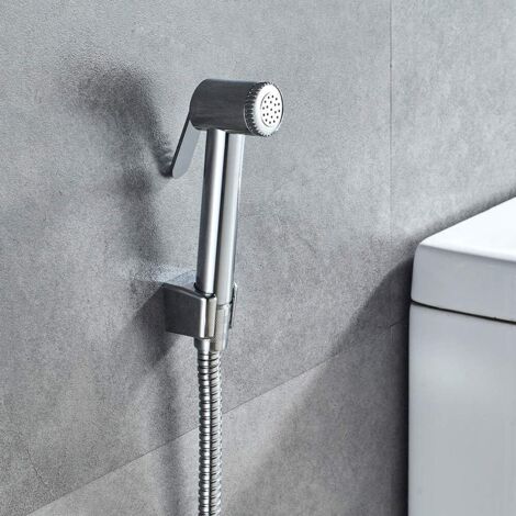 Ensemble de douchette pour WC (1 pièce) avec support et flexible, chromé - AquaForge (1/5)