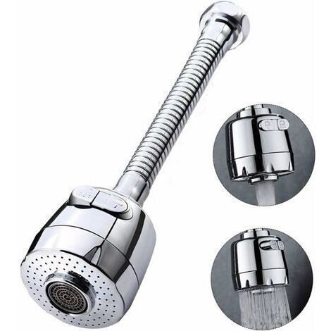 Buse rotative à 360° pour robinet de cuisine avec 2 modes de jet, pommeau de douche réglable et filtre pour douche de salle de bain. - AquaForge (1/5)