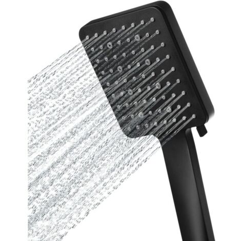 Pommeau de douche haute pression à 6 jets, puissant, économique en eau, noir. - AquaForge (1/4)