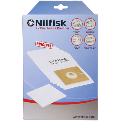 Lot de 5 sacs d'aspirateur avec préfiltre pour Nilfisk-AquaForge