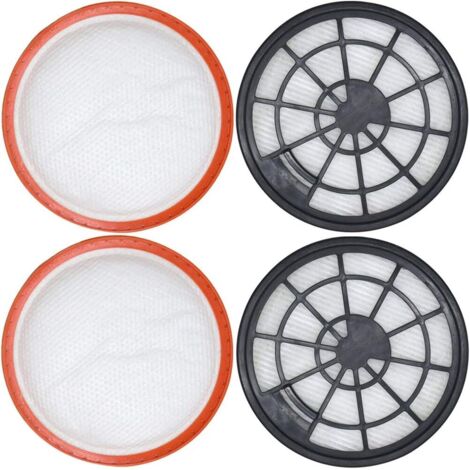 Kit de 4 filtres pour Dirt Devil DD2650-1, DD2651-0, DD2651-1, DD2720 2620001, 2620002 : 2 filtres de protection moteur + 2 filtres d'échappement-AquaForge (1/5)