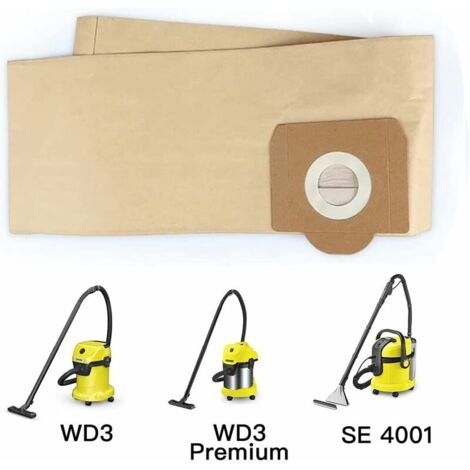 Lot de 5 sacs pour aspirateur Kärcher WD3, WD 3 Premium, WD3200, WD3500P, A2204, A2534, SE4001, KAR69591300-AquaForge (1/5)