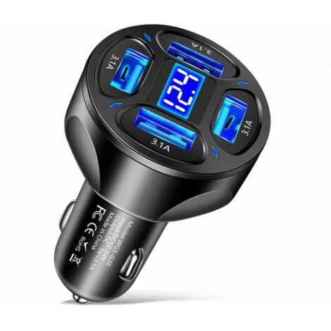 Chargeur de voiture USB avec charge rapide Quick Charge 3.0, adaptateur pour téléphones portables compatible avec iPhone 16 Pro, 15 et Samsung - AquaForge (1/5)