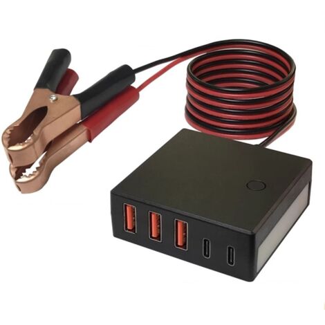 Adaptateur chargeur de batterie de voiture multiport, convertisseur USB Type-C 12 V/24 V vers 5 V avec 5 ports au total. - AquaForge