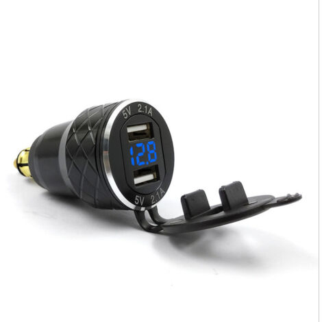 Adaptateur de charge rapide double USB pour motos avec prise DIN, Hella en aluminium - AquaForge (1/5)
