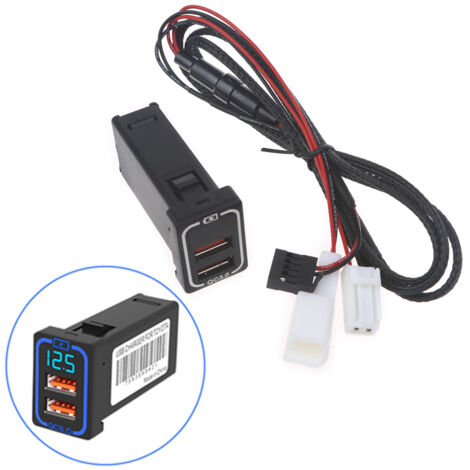 Chargeur de voiture rapide AquaForge Dual USB QC3.0 avec affichage LED pour téléphones portables
