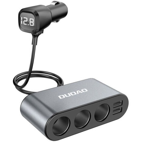 Adaptateur allume-cigare Dudao 1 vers 3 avec 2 ports USB - AquaForge (1/2)