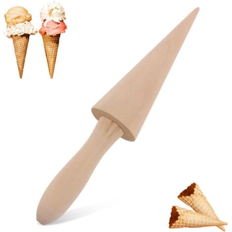 Cône en bois - Appareil à gaufres, à rouleaux de glace et à pizza pour la cuisine et la pâtisserie, 23,5 x 4,5 cmyu-AquaForge (1/5)