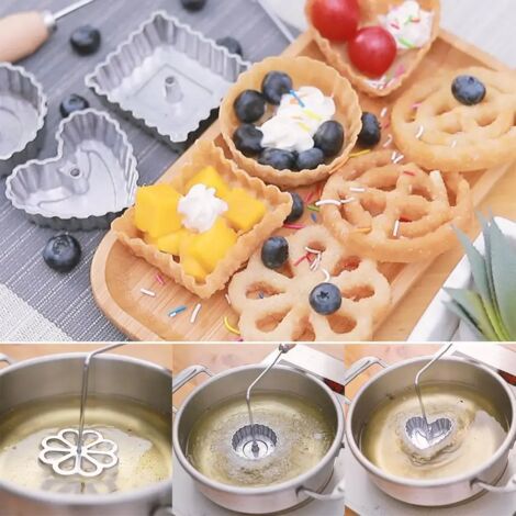 Moule en aluminium avec poignée pour rosettes suédoises, gaufres, timbales, beignets, biscuits et buñuelos. - AquaForge (1/4)