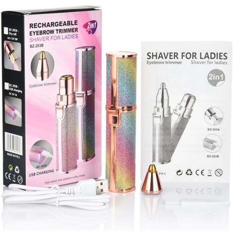 Appareil d'épilation et de tondeuse à sourcils portable pour femmes, alimenté par USB. - AquaForge (1/5)