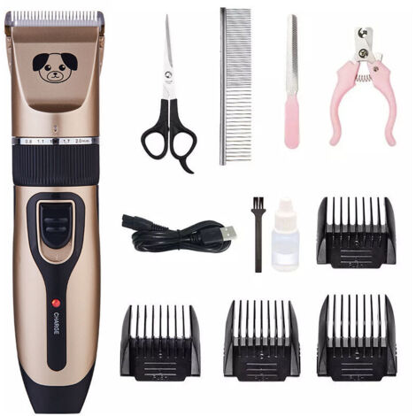 Tondeuse pour chien rechargeable standard + ciseaux + peigne + lime + coupe-ongles-AquaForge (1/5)