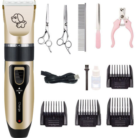 Outils de nettoyage pour animaux de compagnie, tondeuse à cheveux électrique/coupe-griffes, ensemble (ciseaux doubles en acier, ensemble de cinq pièces)-AquaForge (1/5)