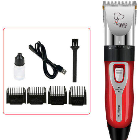 Rasoir pour chien, rasoir pour poils d'animaux, rasoir électrique, kit de rasage avec accessoires, rouge et argent-AquaForge (1/5)