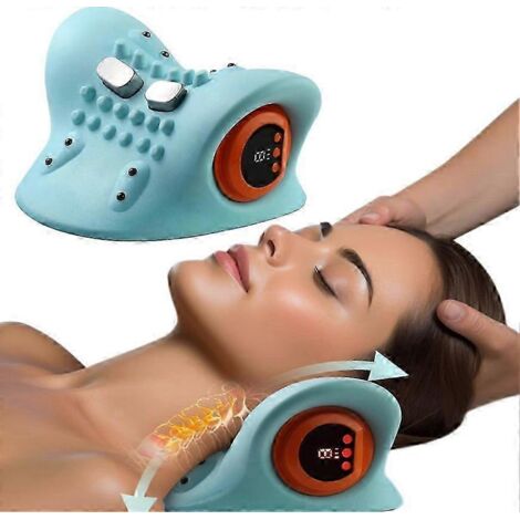 Appareil de massage des épaules et de la nuque avec thérapie par la chaleur EMS pour hommes et femmes - Soulagement et traction de la colonne cervicale, masseur électrique Hugterra.