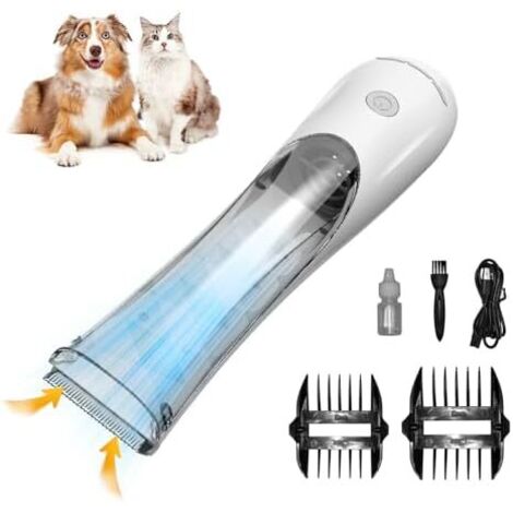Tondeuse pour chiens avec aspirateur intégré - 3 vitesses, faible niveau sonore, tondeuse sans fil rechargeable pour animaux de compagnie-AquaForge (1/5)