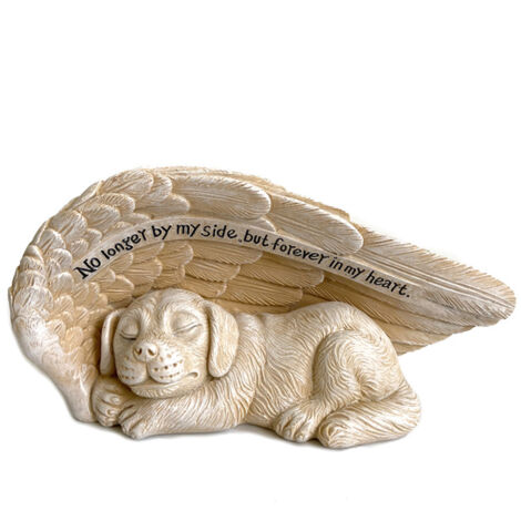 Statue d'ange pour animal de compagnie, adorable chien endormi dans un jardin en résine avec des ailes d'ange-AquaForge (1/4)