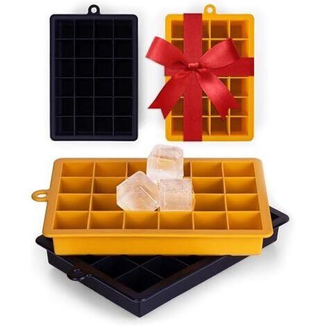 2 bacs à glaçons de 24 unités avec couvercles, en silicone, empilables - AquaForge (1/5)