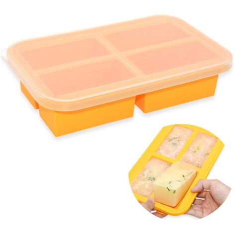 Bac à glaçons avec couvercle, bac de congélation en silicone, pour congeler les aliments pour bébé, les cubes de soupe et les sauces. - AquaForge (1/5)