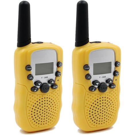 Talkies-walkies pour enfants - Interphone radio bidirectionnel avec lampe torche LED intégrée, écran LCD - jaune (1 paire)-AquaForge (1/5)