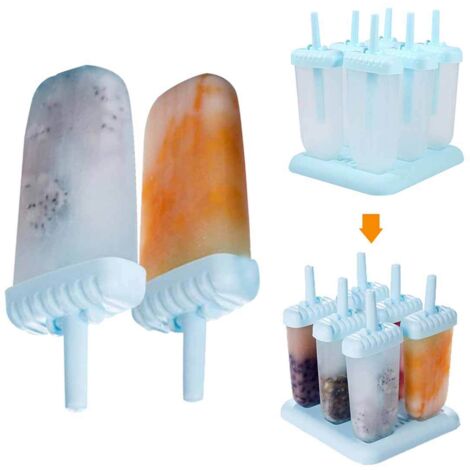 Ensemble de 6 moules à glace - Fabriquez vos propres glaces maison - Ustensile pratique (Bleu) - AquaForge (1/3)
