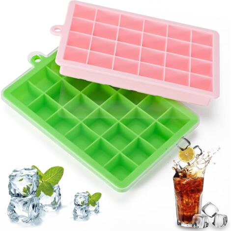 Bac à glaçons en silicone souple, avec couvercle amovible, lot de 2 bacs de 24 glaçons chacun. - AquaForge (1/3)