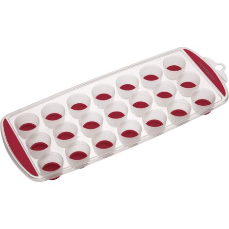Bac à glaçons en silicone, 21 glaçons en relief, 11,9 x 29,9 x 2,5 cm, rouge - AquaForge (1/5)