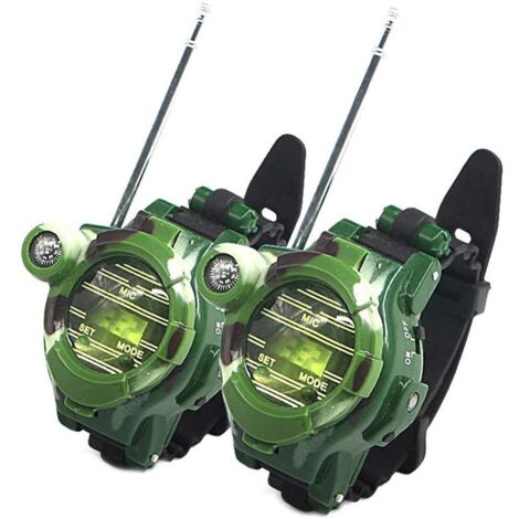 Lot de 2 radios-réveils talkies-walkies pour enfants, longue portée, bidirectionnels, motif camouflage, jouets militaires pour l'extérieur.-AquaForge (1/5)