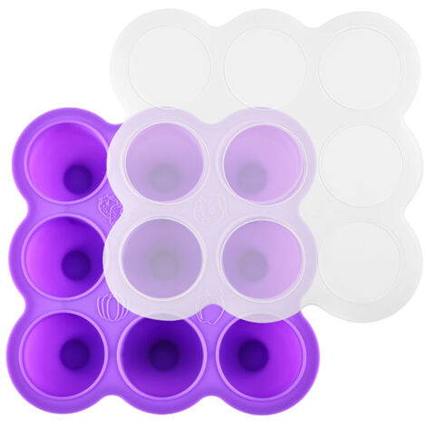 Moule en silicone à 9 cavités, avec couvercle transparent et hermétique, idéal pour la congélation des aliments, pour les enfants et les bébés. Couleur : violet. - AquaForge (1/5)