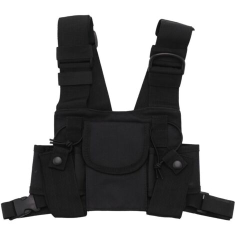 Harnais de poitrine pour radio de poche, bretelles, étui pour radio bidirectionnelle (talkie-walkie), compatible avec UV-5R Noir-AquaForge (1/5)