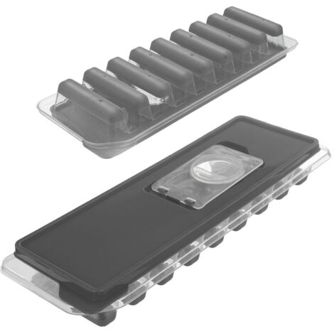 Bac à glaçons avec couvercle pour neuf cubes rectangulaires, fond en silicone. - AquaForge (1/5)