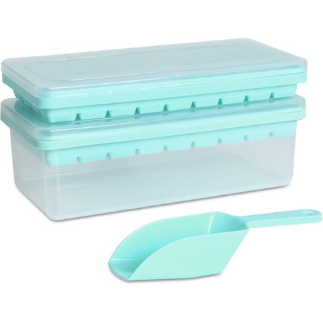 Bac à glaçons en silicone alimentaire avec couvercle et récipient de congélation, 2 x 36 petits glaçons, anti-déversement - AquaForge (1/5)